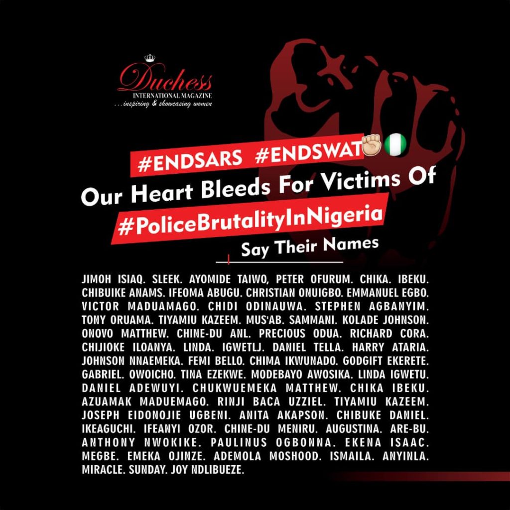 #EndSARS #EndSWAT Victims of police brutality in Nigeria