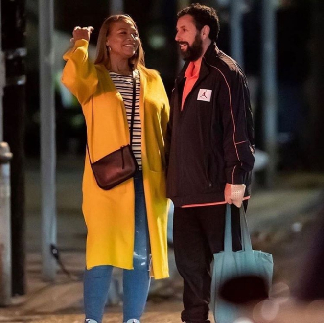Queen Latifah and Adam Sandler in Netflix's Hustle