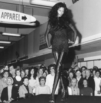 First black supermodel Donyale Luna walking the runway