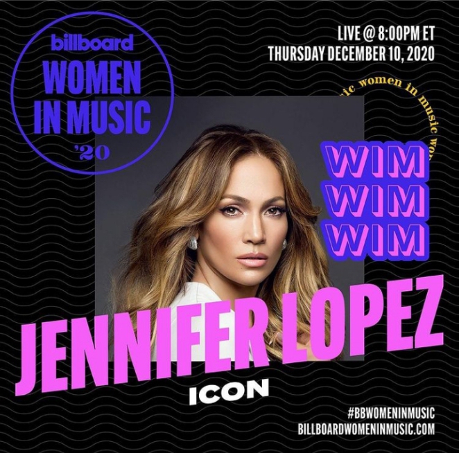 JLo Billboard 2020 Women In Music icon award