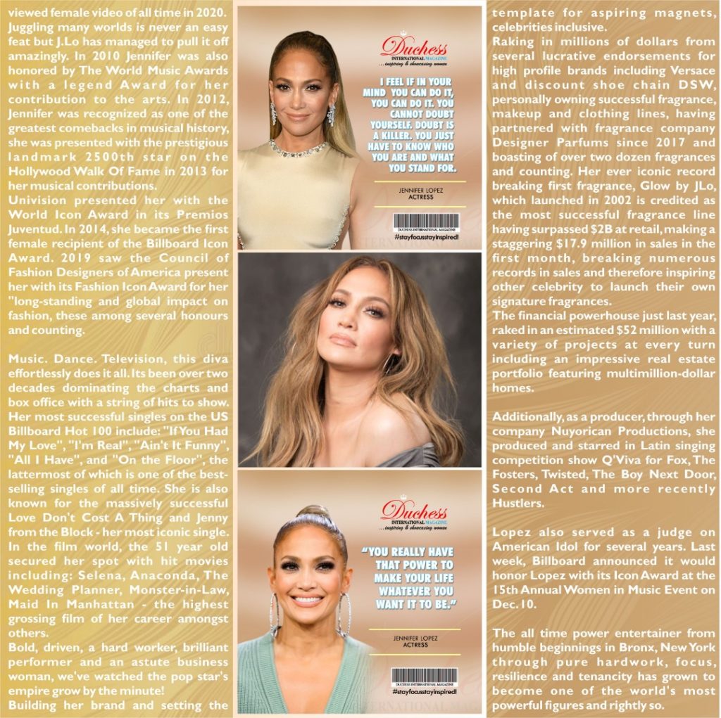 Duchess of the Month: Jennifer Lopez - All Round Entertainer