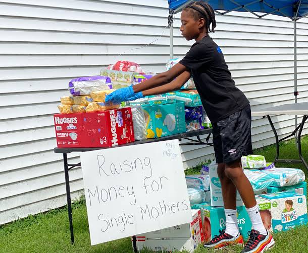 11-year-old Cartier Carey who sold lemonade to raise money to buy over 22,000 diapers to donate to single mums during the pandemic