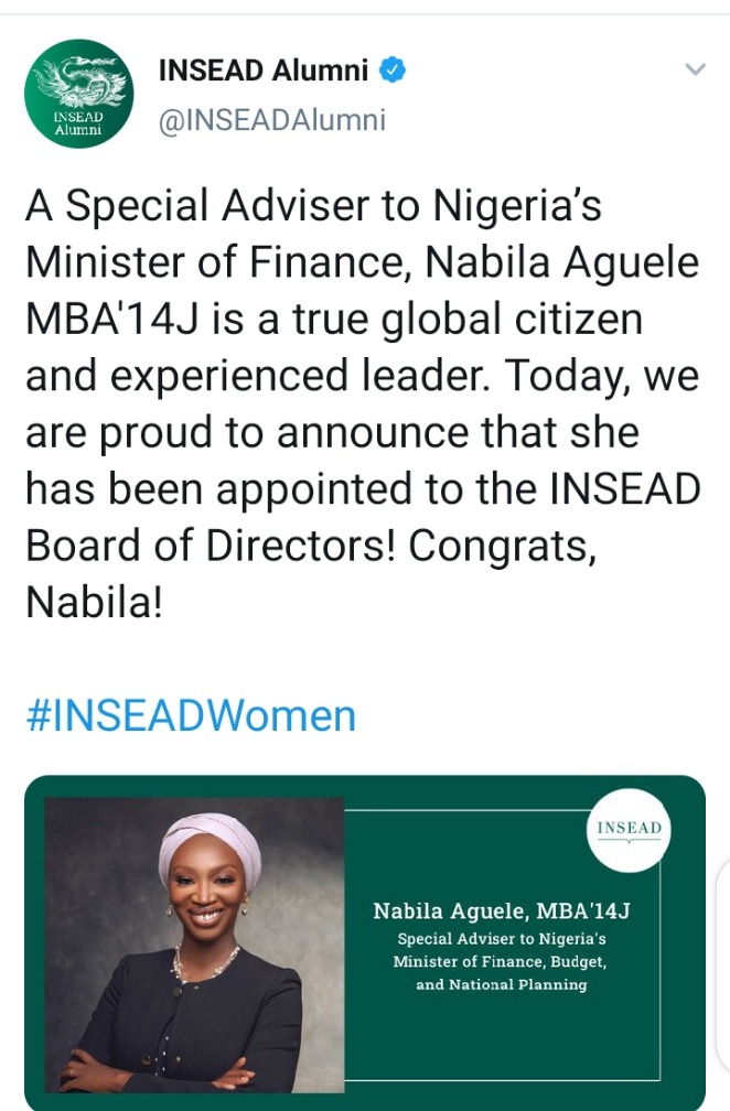 Nabila Aguele Appointed To INSEAD Board Of Directors