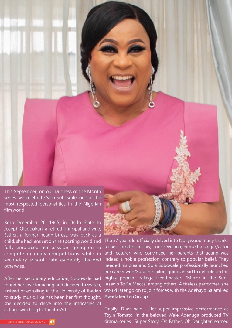 #DuchessOfTheMonth Sola Sobowale; The Power Performer!