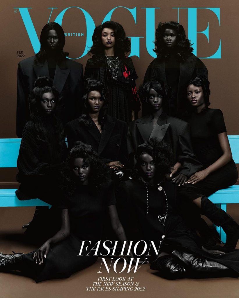 Nine black models cover British Vogue February 2022 cover